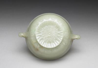 图片[2]-Jade bowl with two bud-shaped handles, Mughal Empire-China Archive